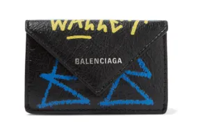 Balenciaga PAPIER MINI PRINTED TEXTURED-LEATHER WALLET