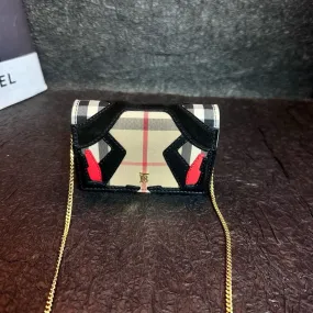 Burberry Check PVC Black Red Mini Bag Chain Crossbody