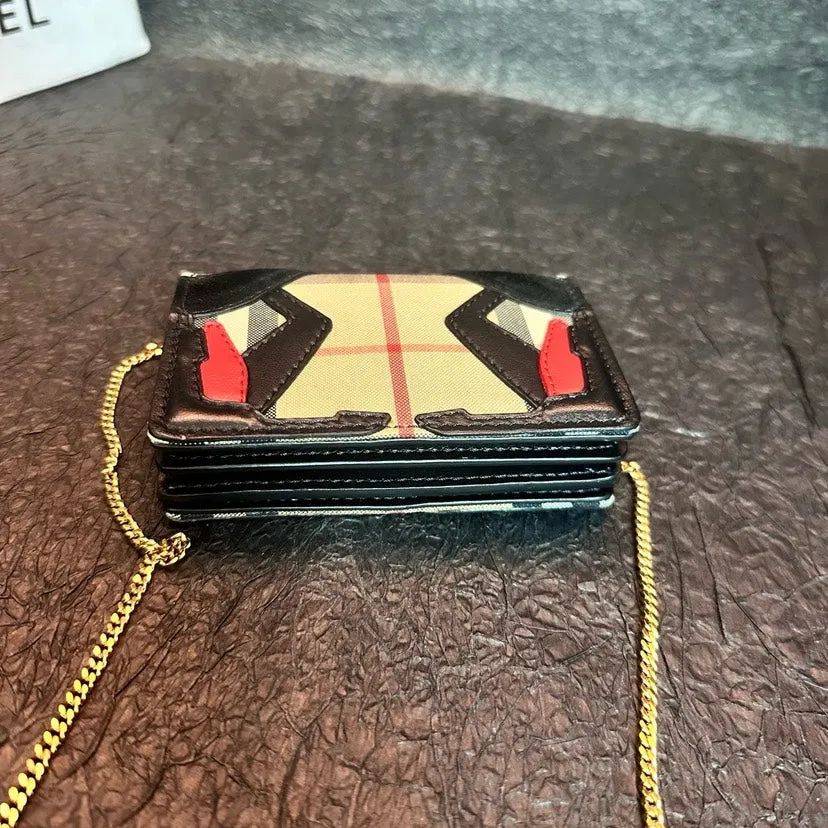 Burberry Check PVC Black Red Mini Bag Chain Crossbody