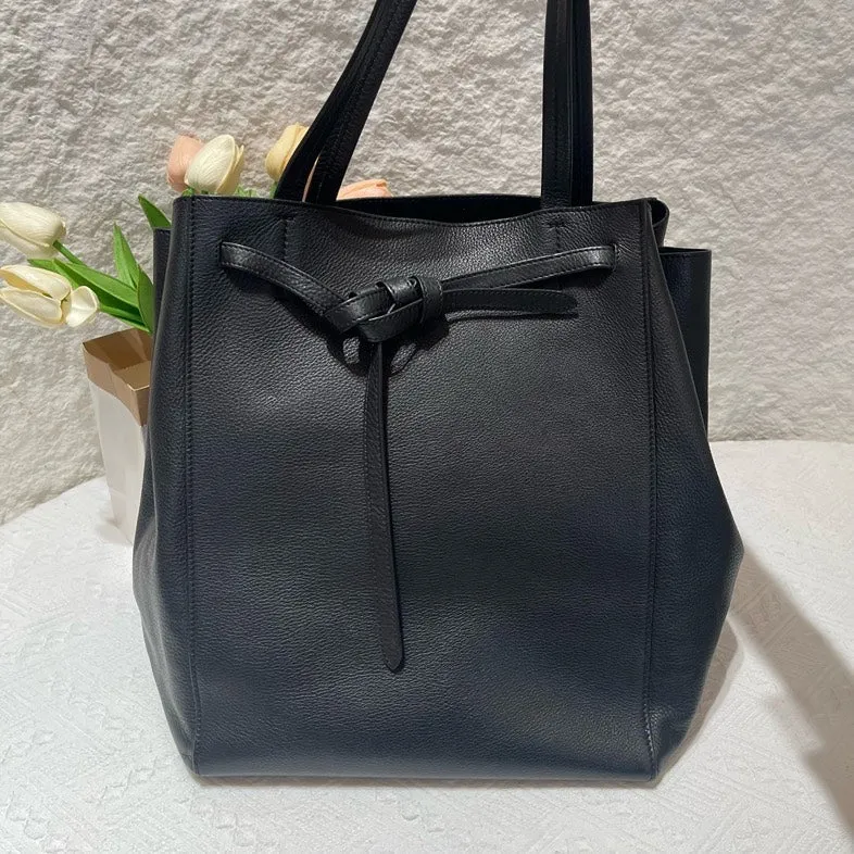 Celine Cabas Phantom Black Leather Tote Bag Large