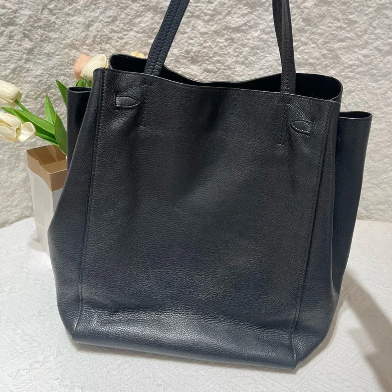 Celine Cabas Phantom Black Leather Tote Bag Large