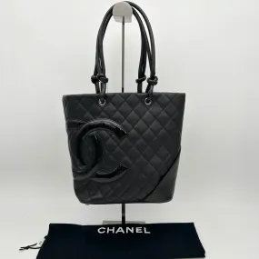 Chanel Cambon Ligne Black Calfskin Tote Handbag