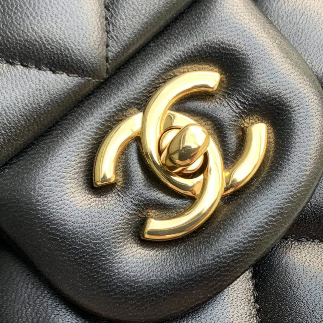 CHANEL Classic  Lambskin & Gold-Tone Metal Black