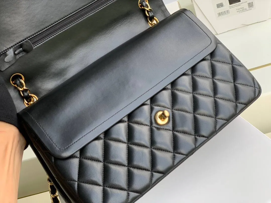 CHANEL Classic  Lambskin & Gold-Tone Metal Black