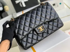 CHANEL Classic  Lambskin & Gold-Tone Metal Black