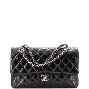 CHANEL Vintage Classic Double Flap Bag Quilted Glitter Patent Medium