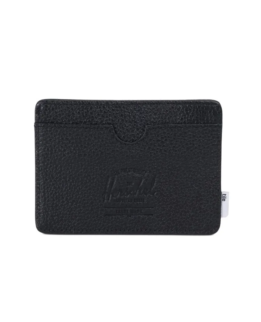 Charlie Wallet Tile Black Pebbled Leather