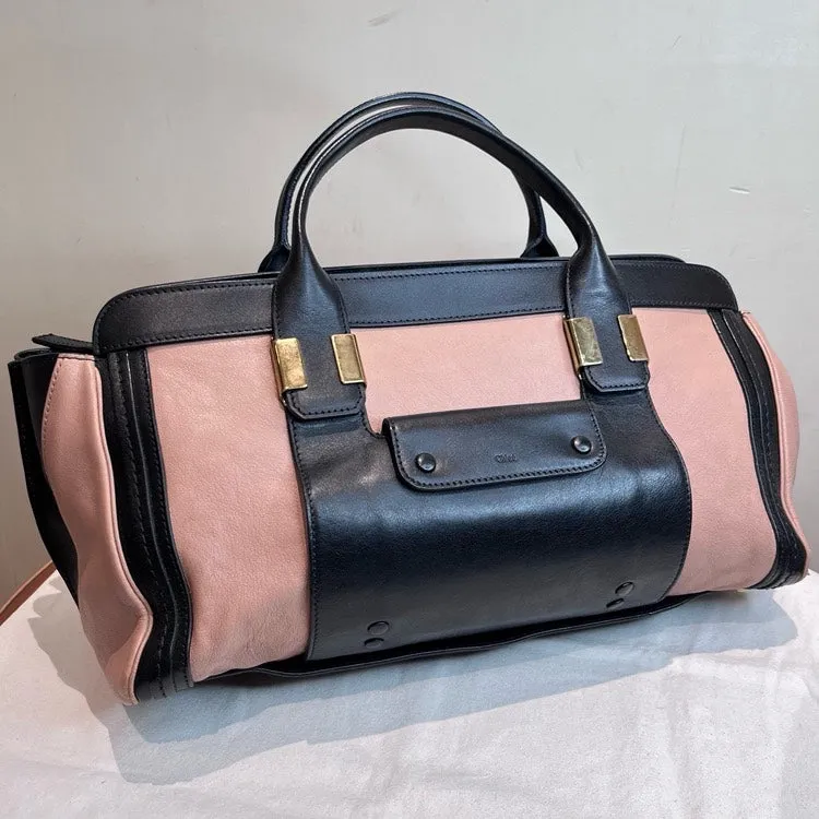 Chloe Calfskin Black Pink Handbag Medium Size