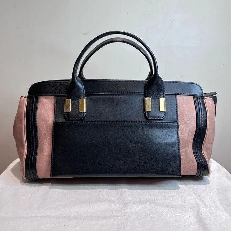 Chloe Calfskin Black Pink Handbag Medium Size