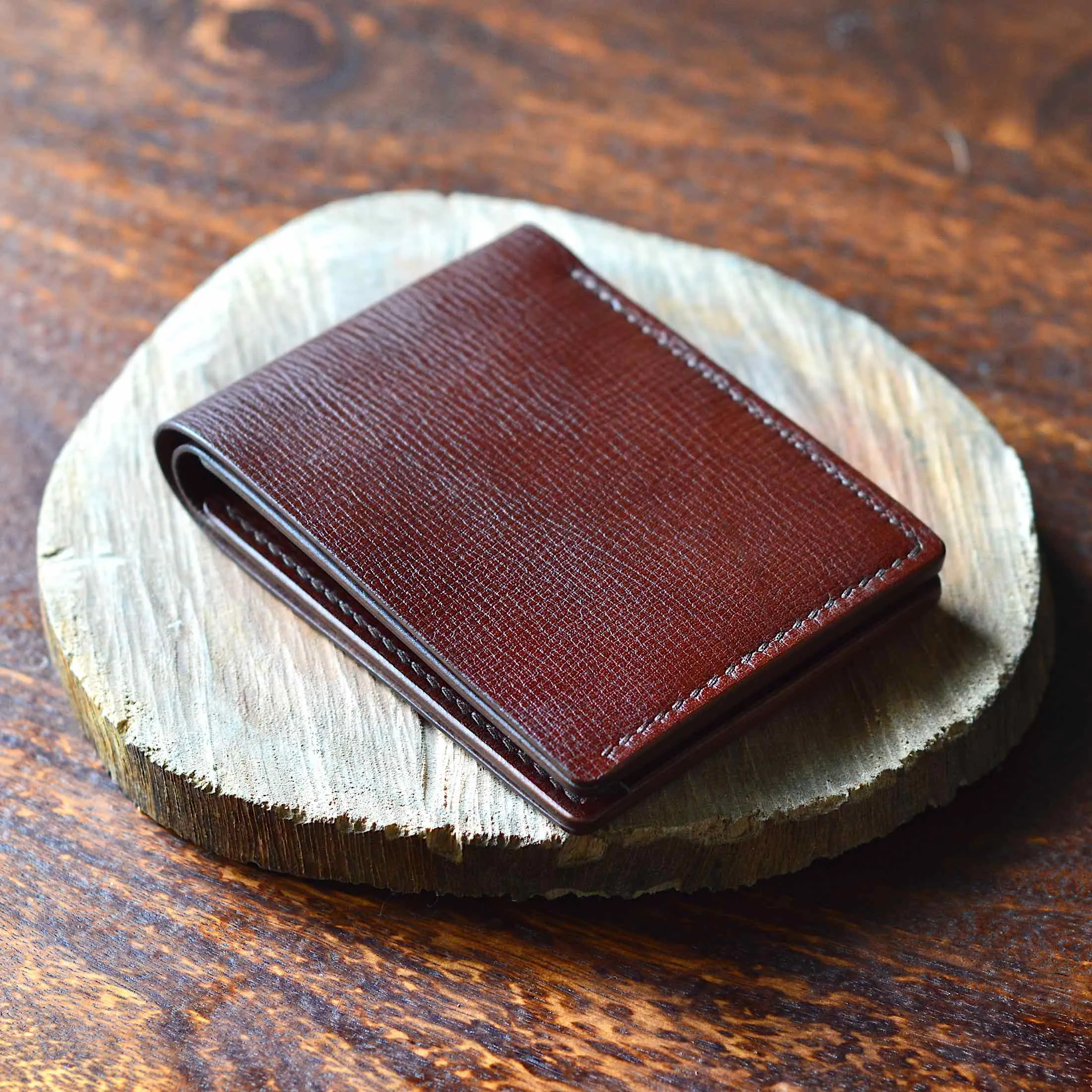 Coin Pocket Wallet No. 1 - Mahogany Textured Leather