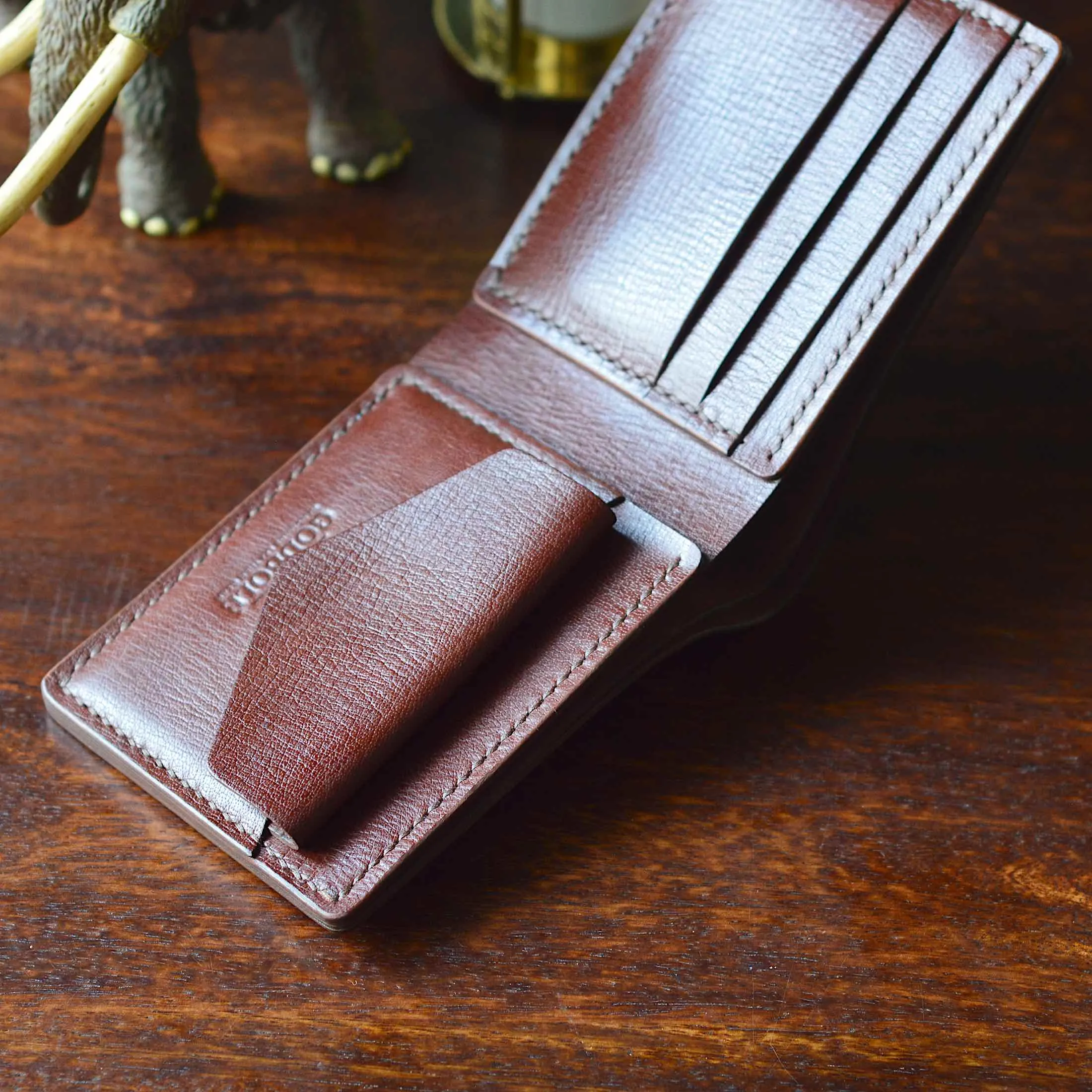 Coin Pocket Wallet No. 1 - Mahogany Textured Leather