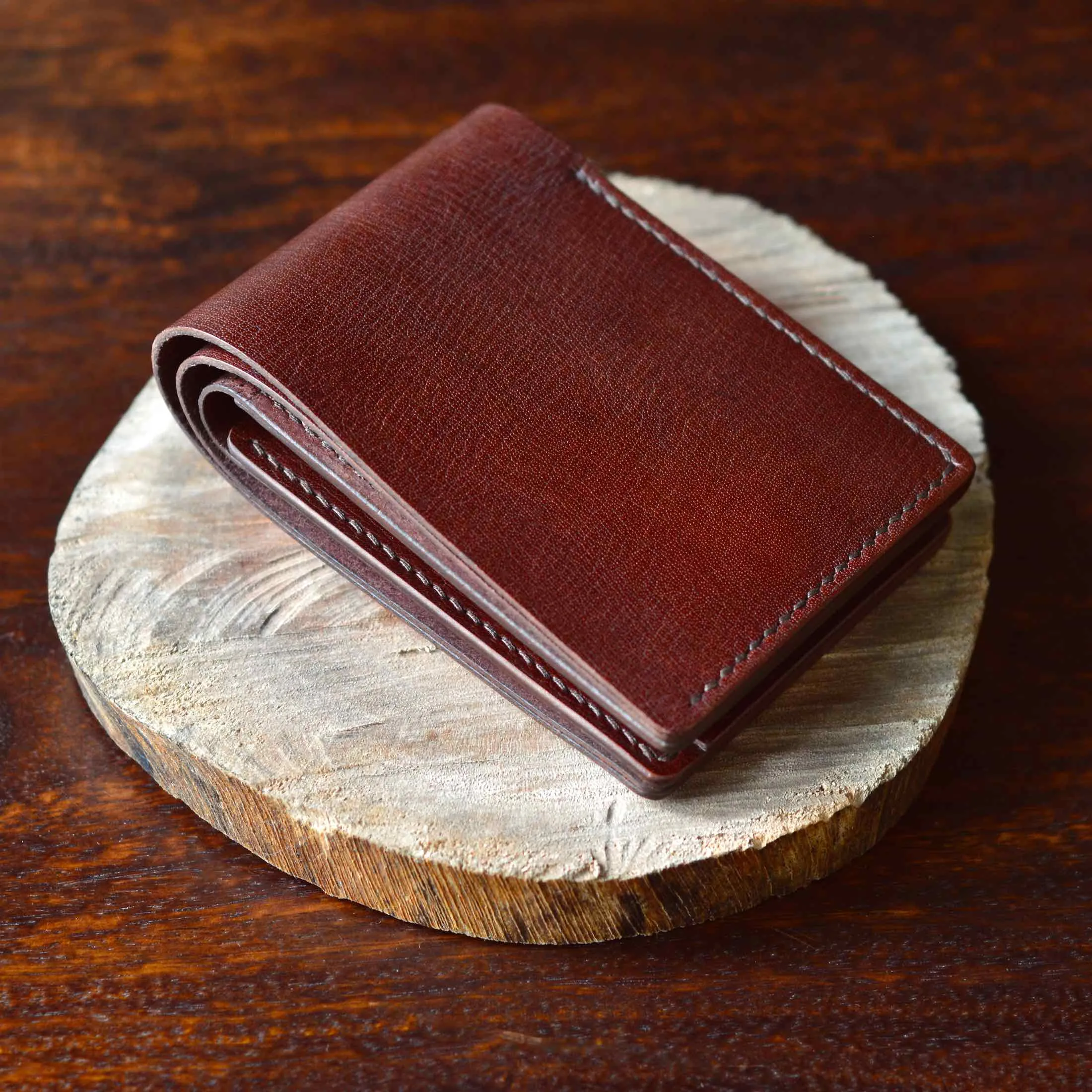 Coin Pocket Wallet No. 1 - Mahogany Textured Leather