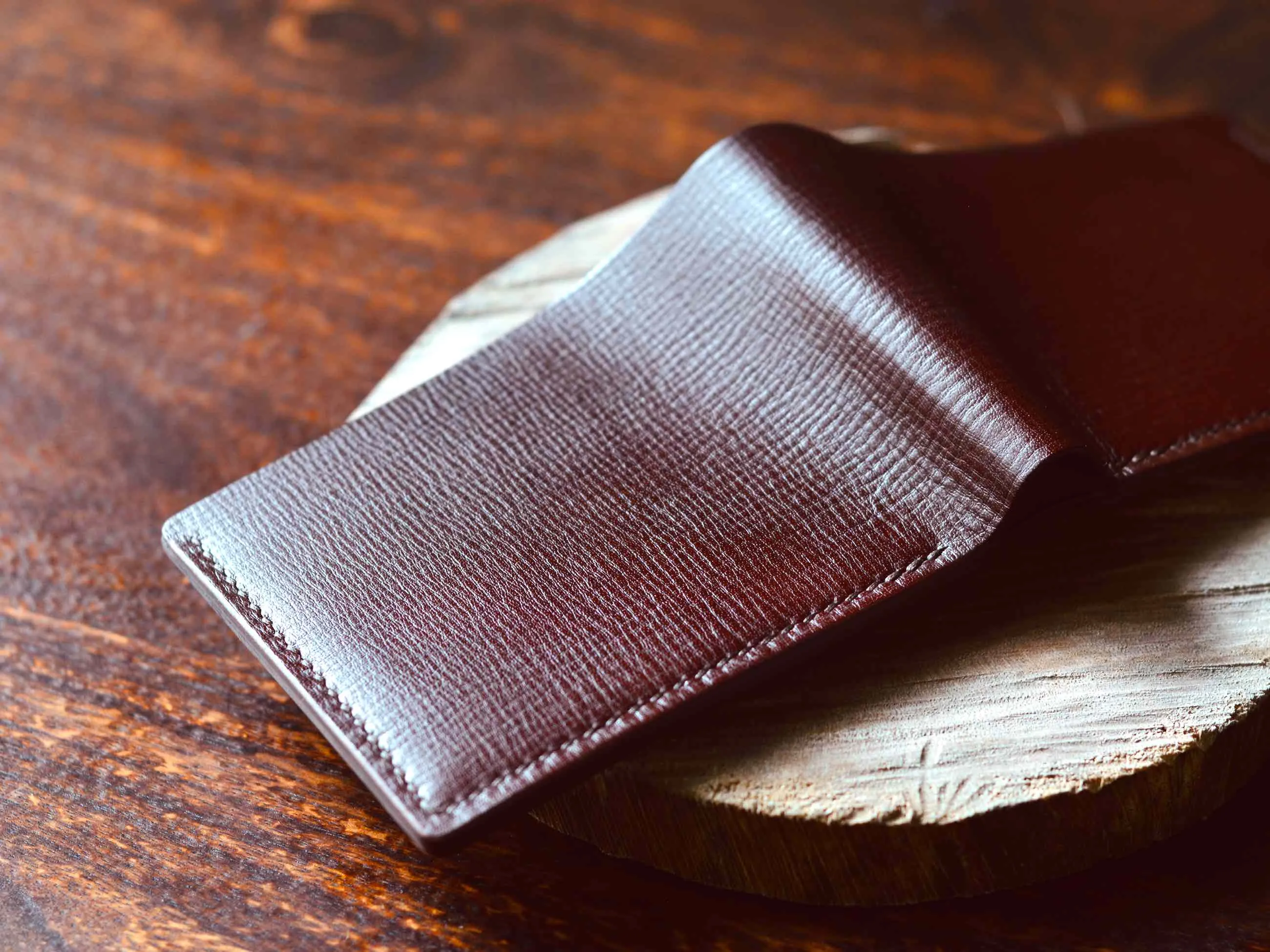 Coin Pocket Wallet No. 1 - Mahogany Textured Leather