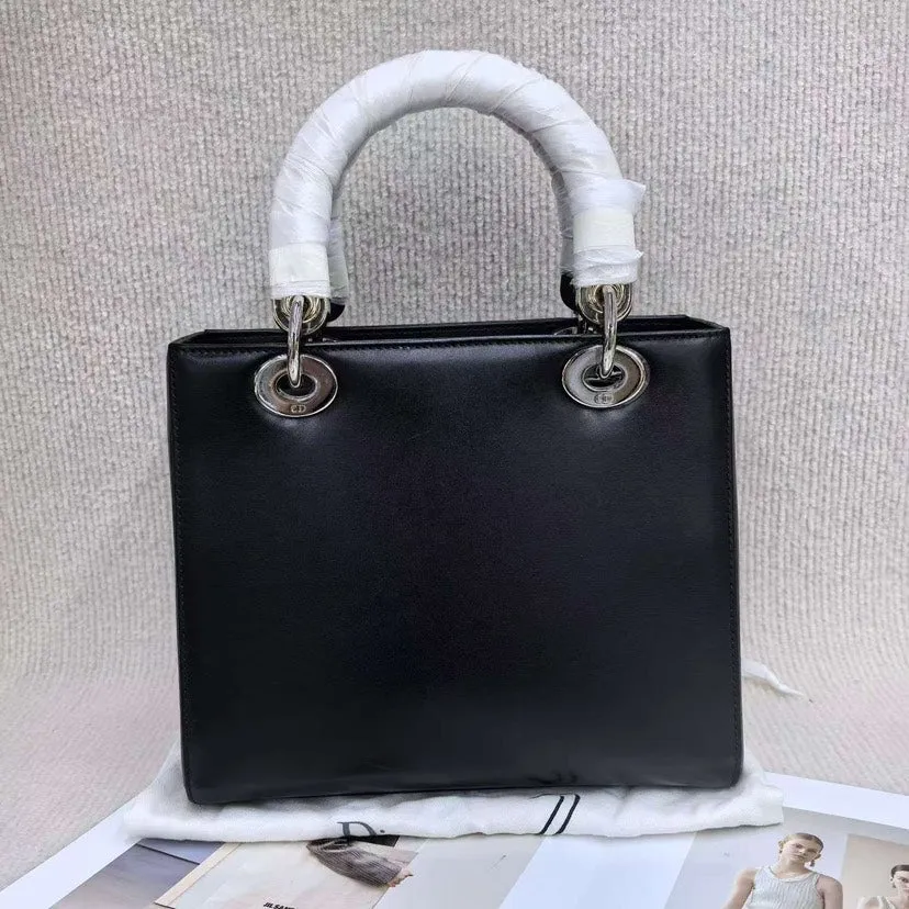 Dior Lady Bag Black Leather Embellished Medium Size