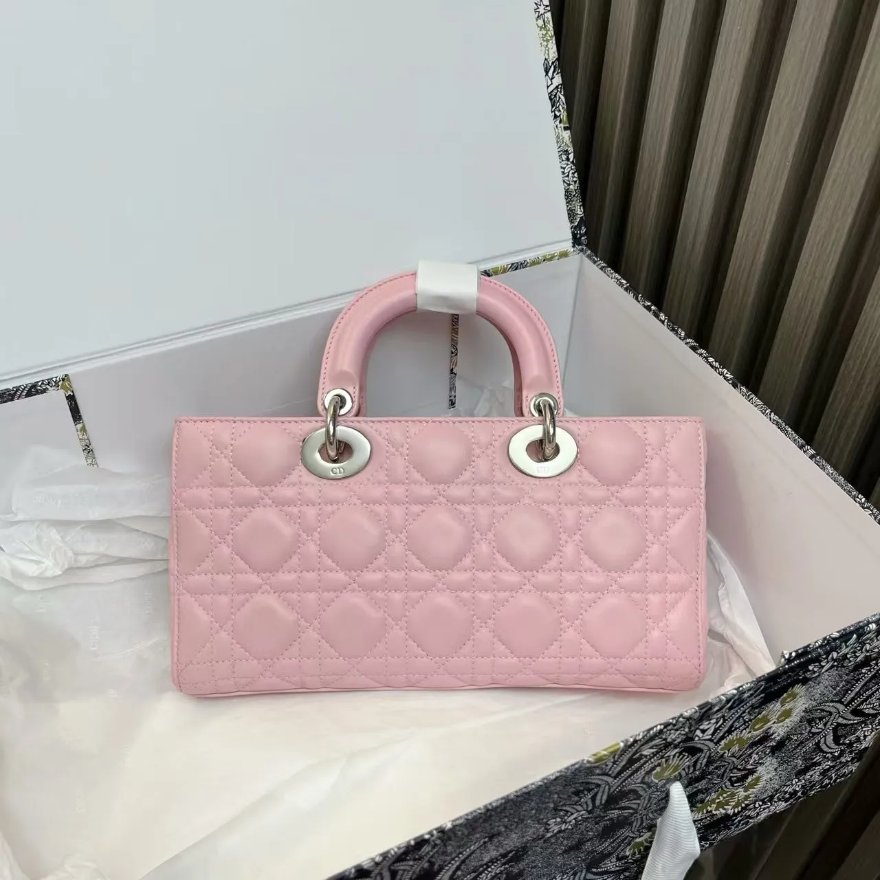 Dior Lady Bag25 Pink Leather Quilted Handbag