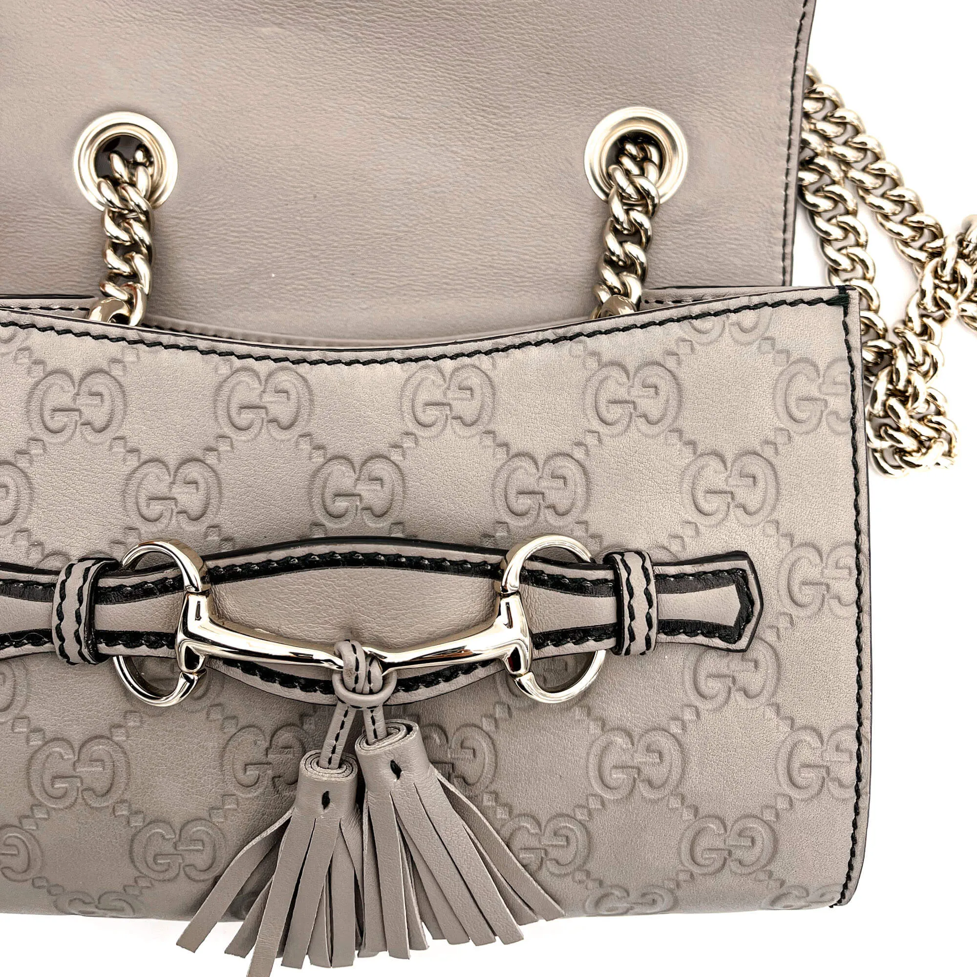 Emily Guccissima Grey Leather Chain bag