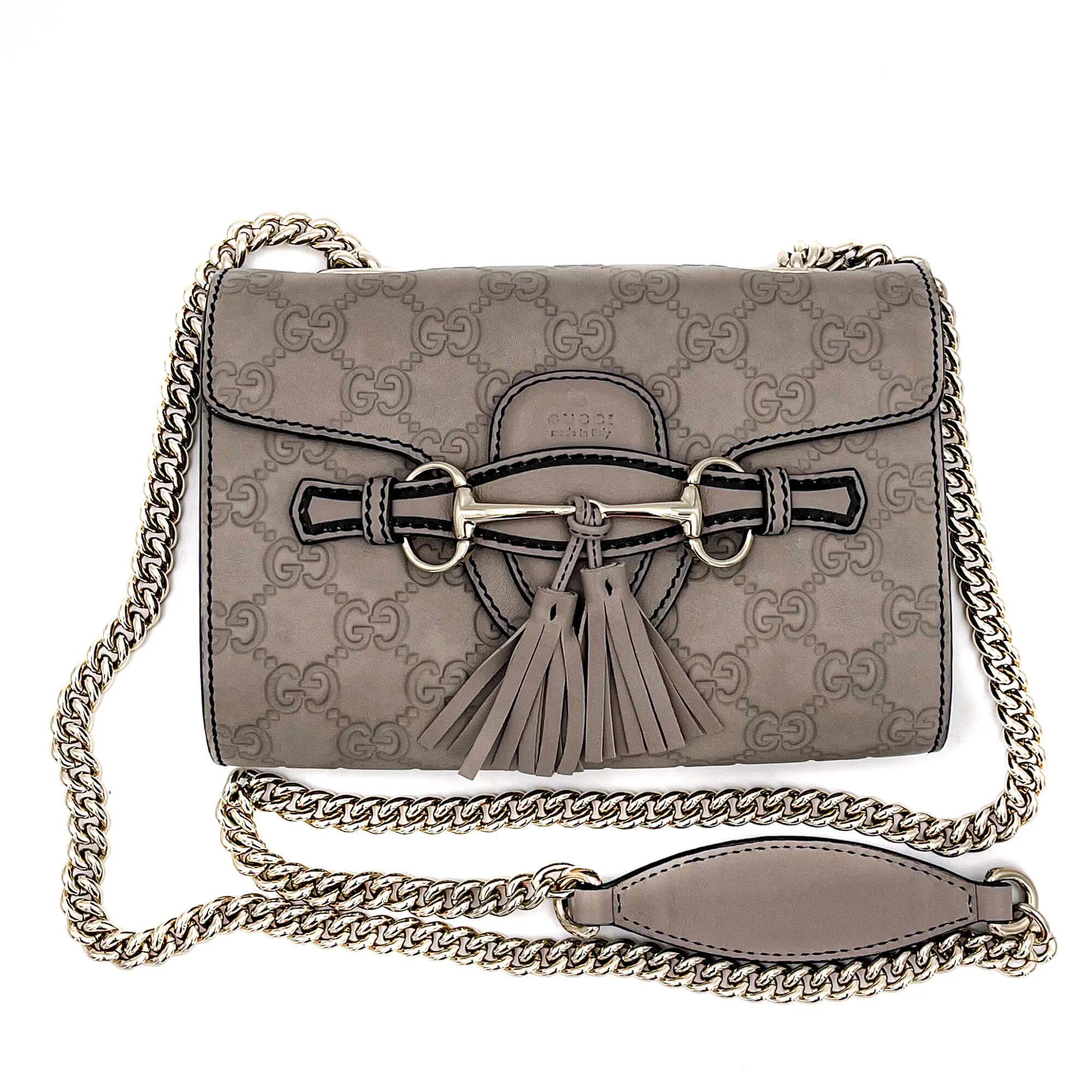 Emily Guccissima Grey Leather Chain bag