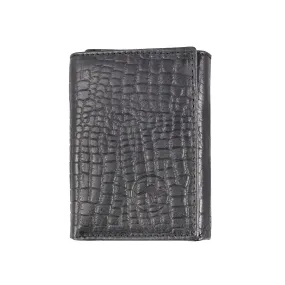 Genuine Kangaroo Leather Wallet Croc Print Double Fold