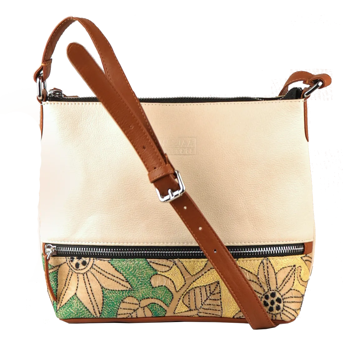 Genuine Leather Handcrafted Sling Bag Women (Cream Tan)