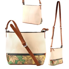 Genuine Leather Handcrafted Sling Bag Women (Cream Tan)