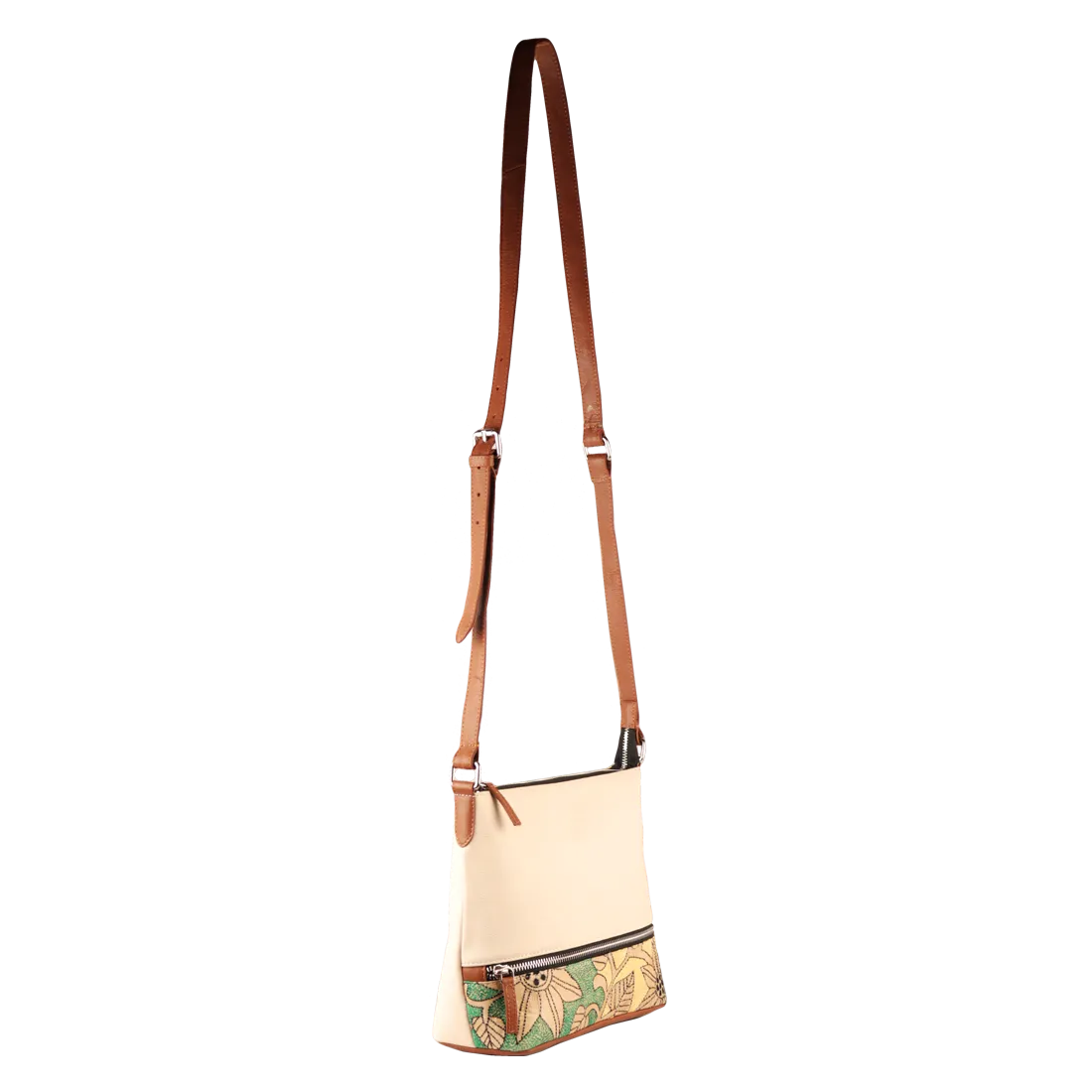 Genuine Leather Handcrafted Sling Bag Women (Cream Tan)