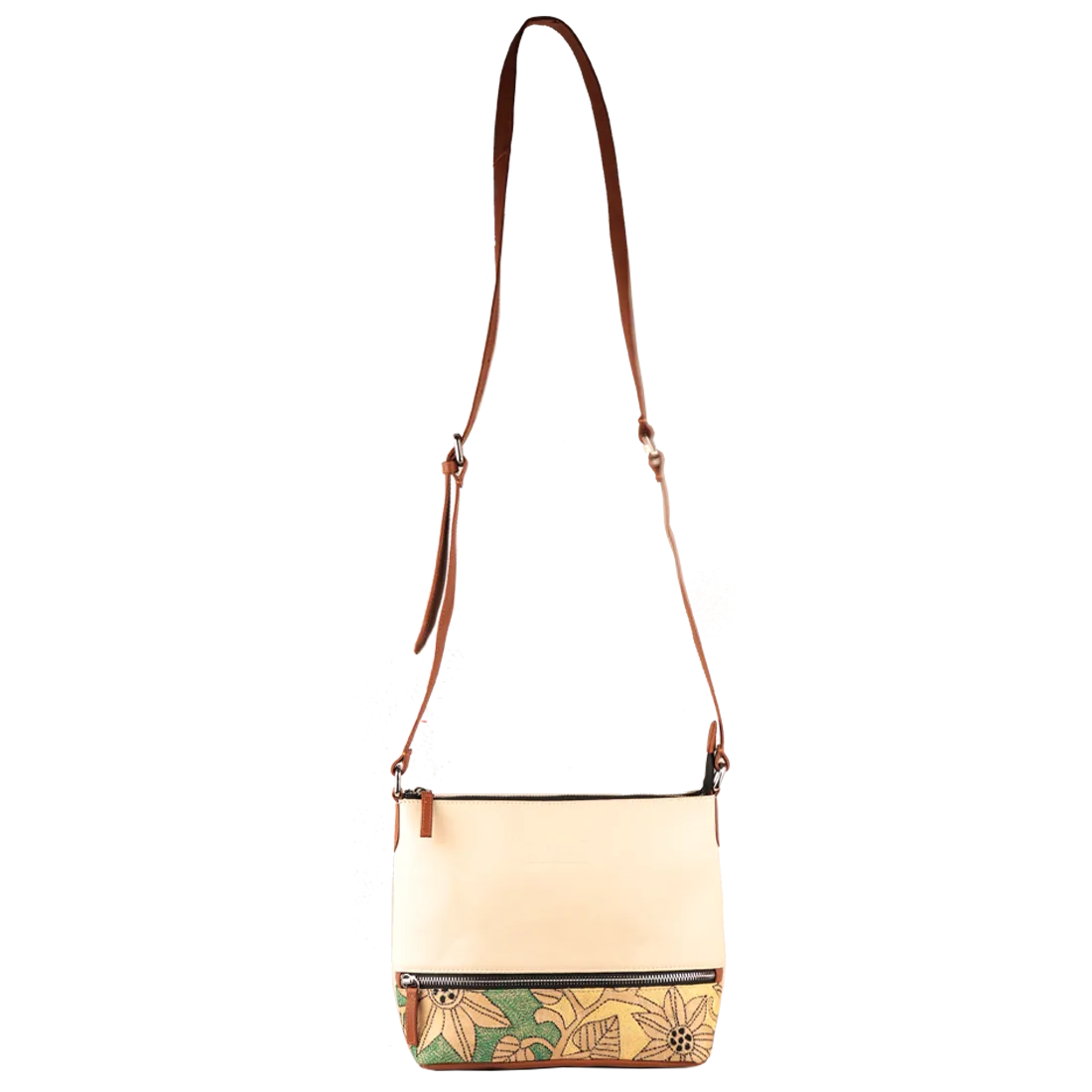 Genuine Leather Handcrafted Sling Bag Women (Cream Tan)