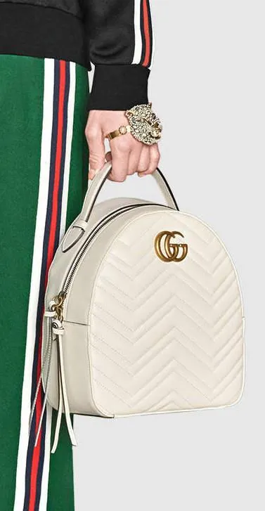 GG Marmont Quilted Leather Backpack, White