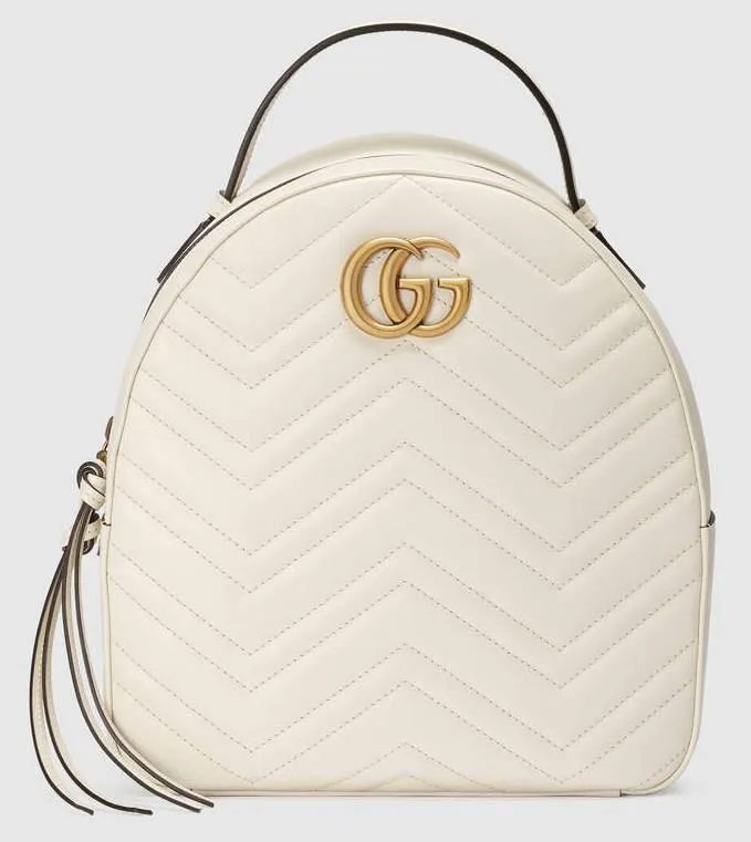 GG Marmont Quilted Leather Backpack, White