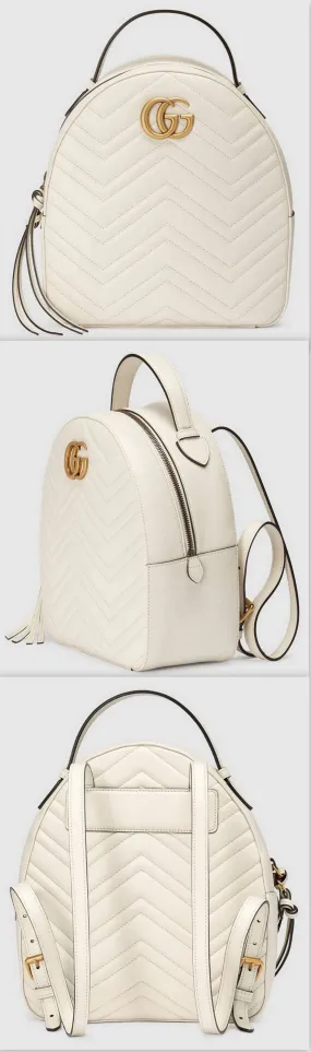 GG Marmont Quilted Leather Backpack, White