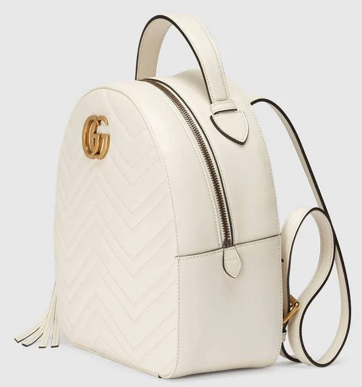 GG Marmont Quilted Leather Backpack, White