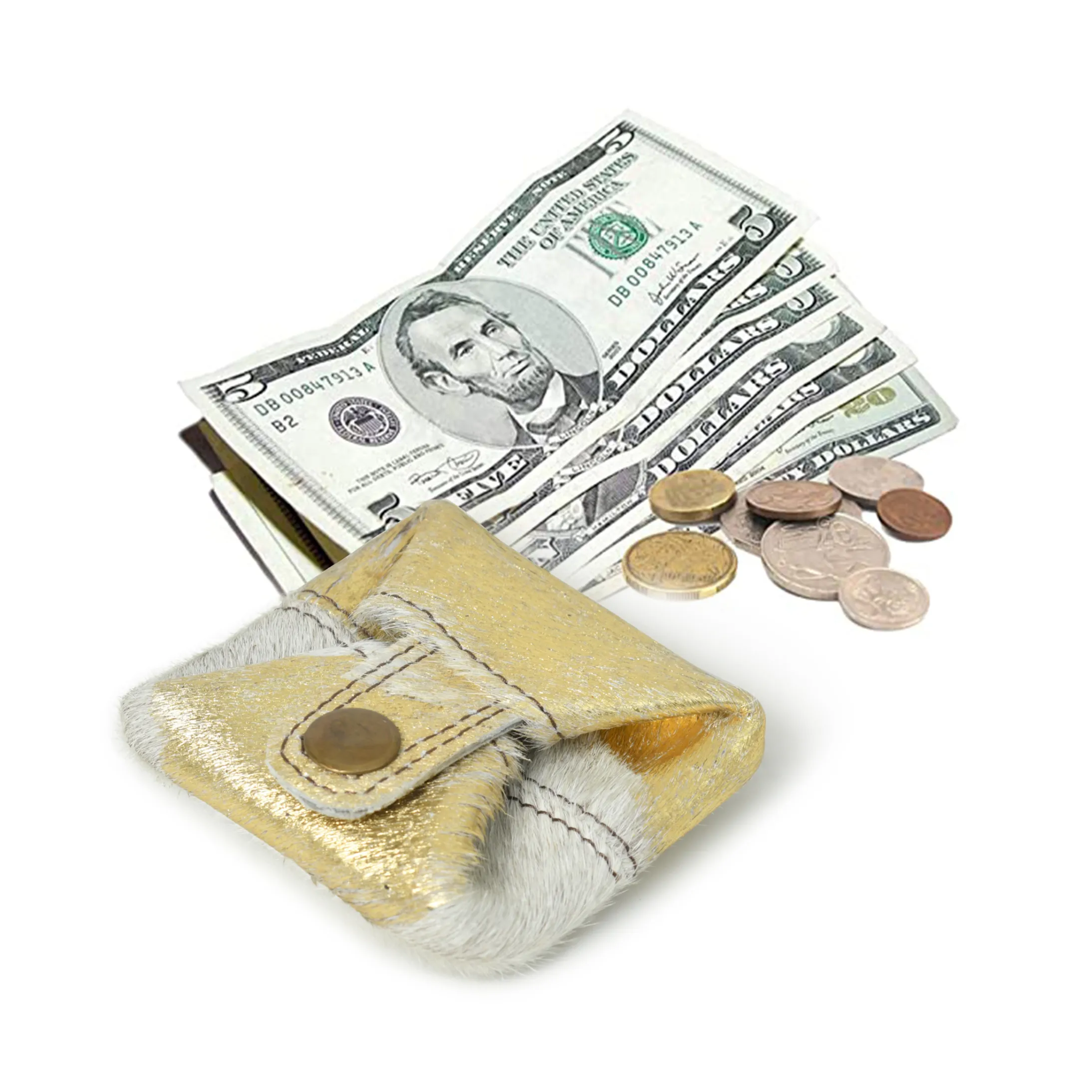 Gold Foil Stylish Premium Leather Coin Pouch (Pack of 2)