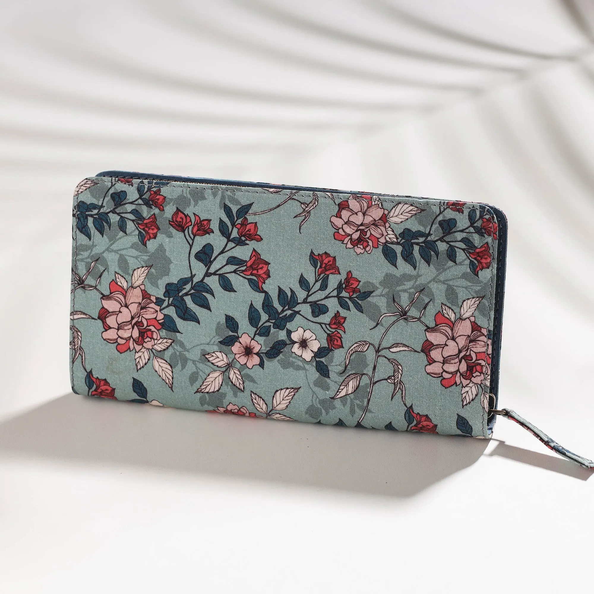 Green - Floral Printed Handcrafted Wallet