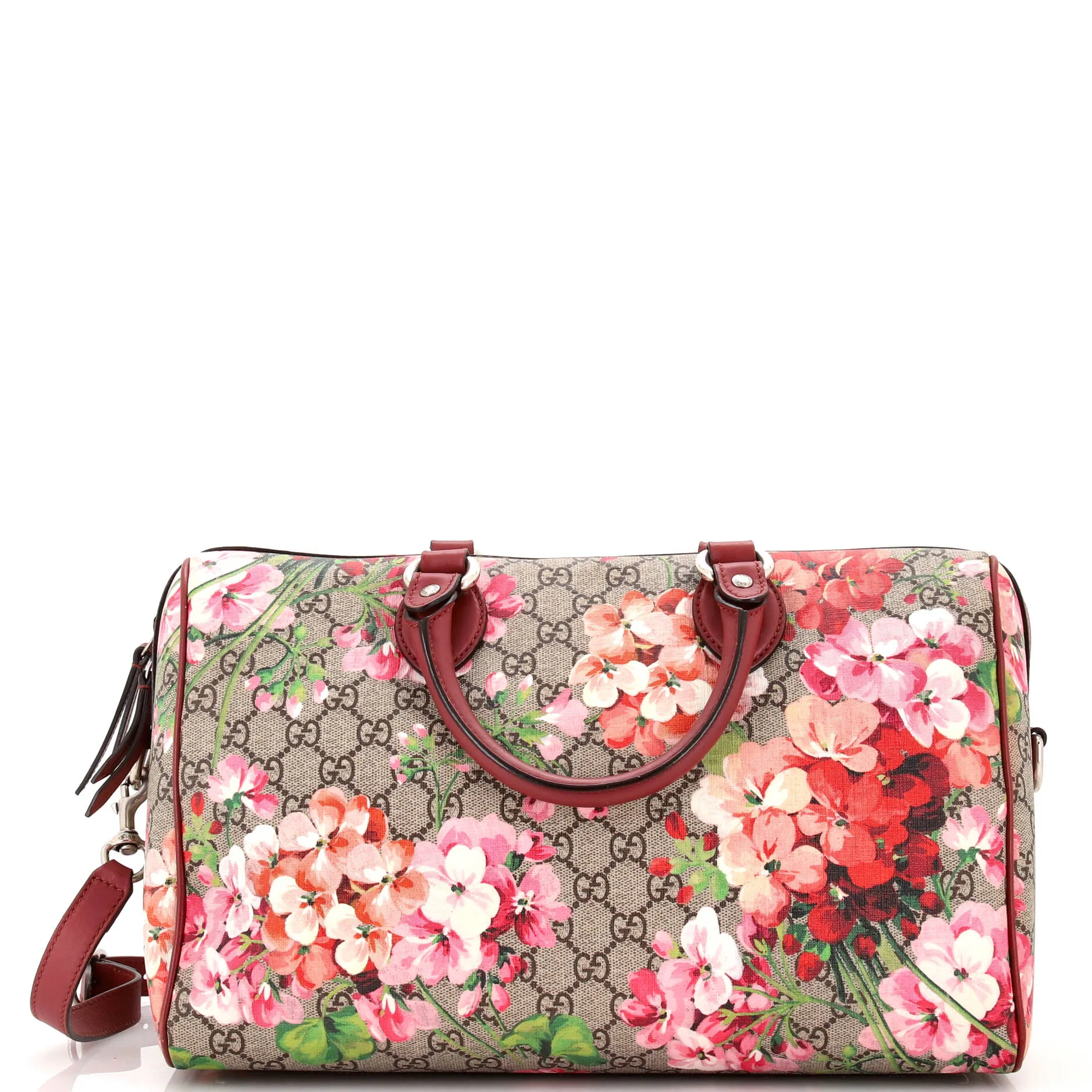 GUCCI Convertible Boston Bag Blooms Print GG Coated Canvas Medium