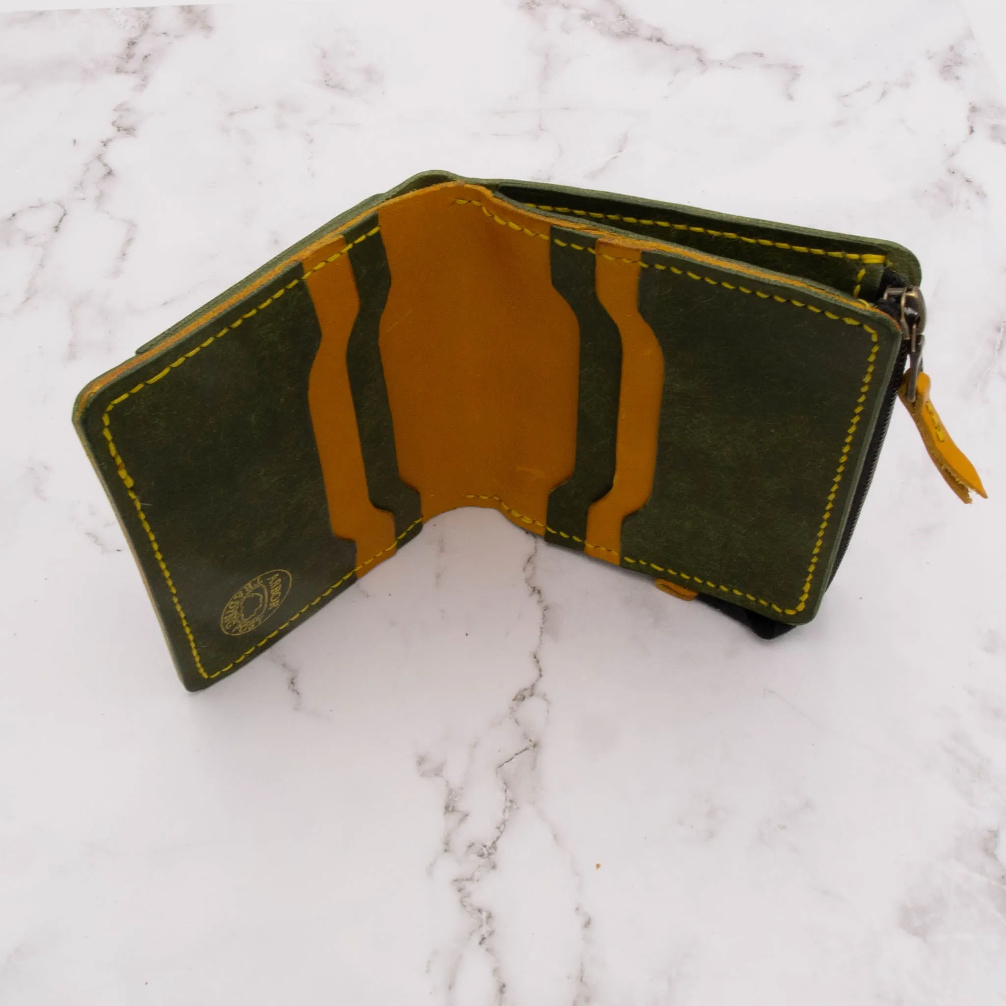 Handcrafted Leather Zipper Bifold Wallet