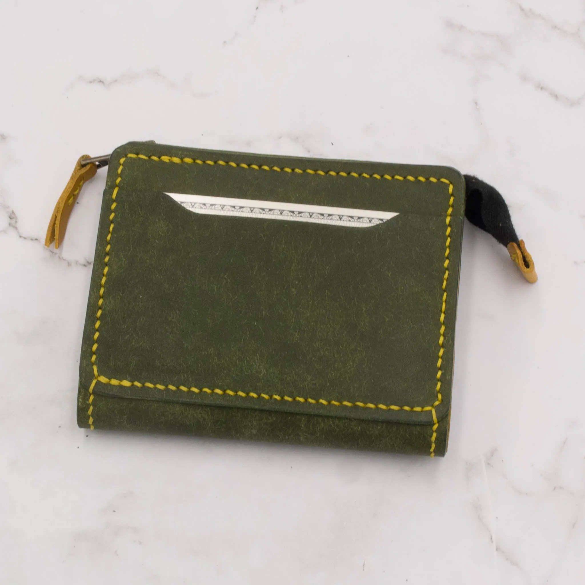 Handcrafted Leather Zipper Bifold Wallet