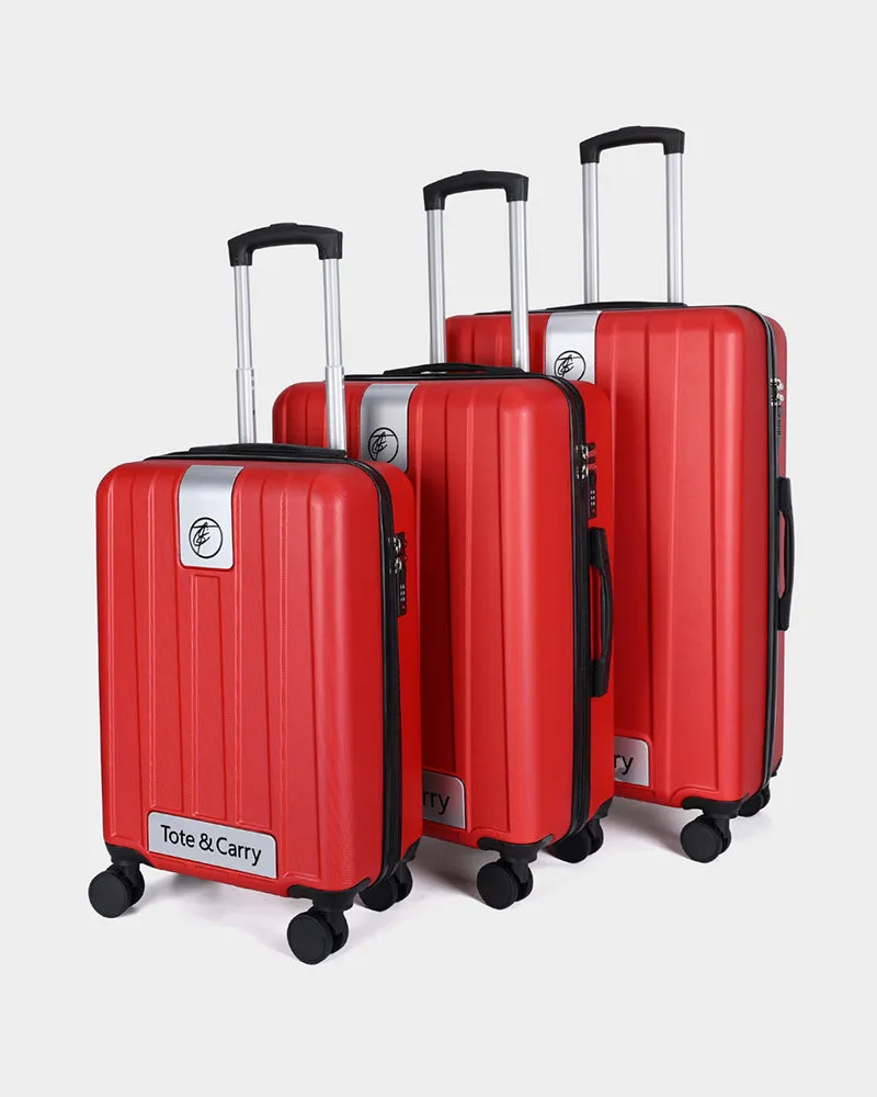 Hard Shell 3 Piece Luggage Set in Wine Red