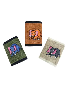 Hemp Wallet Lucky Elephant Embroidered (Pack of 3)