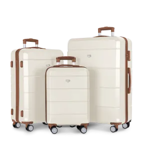 Jetset 3pc Suitcase Set in Cream & Brown