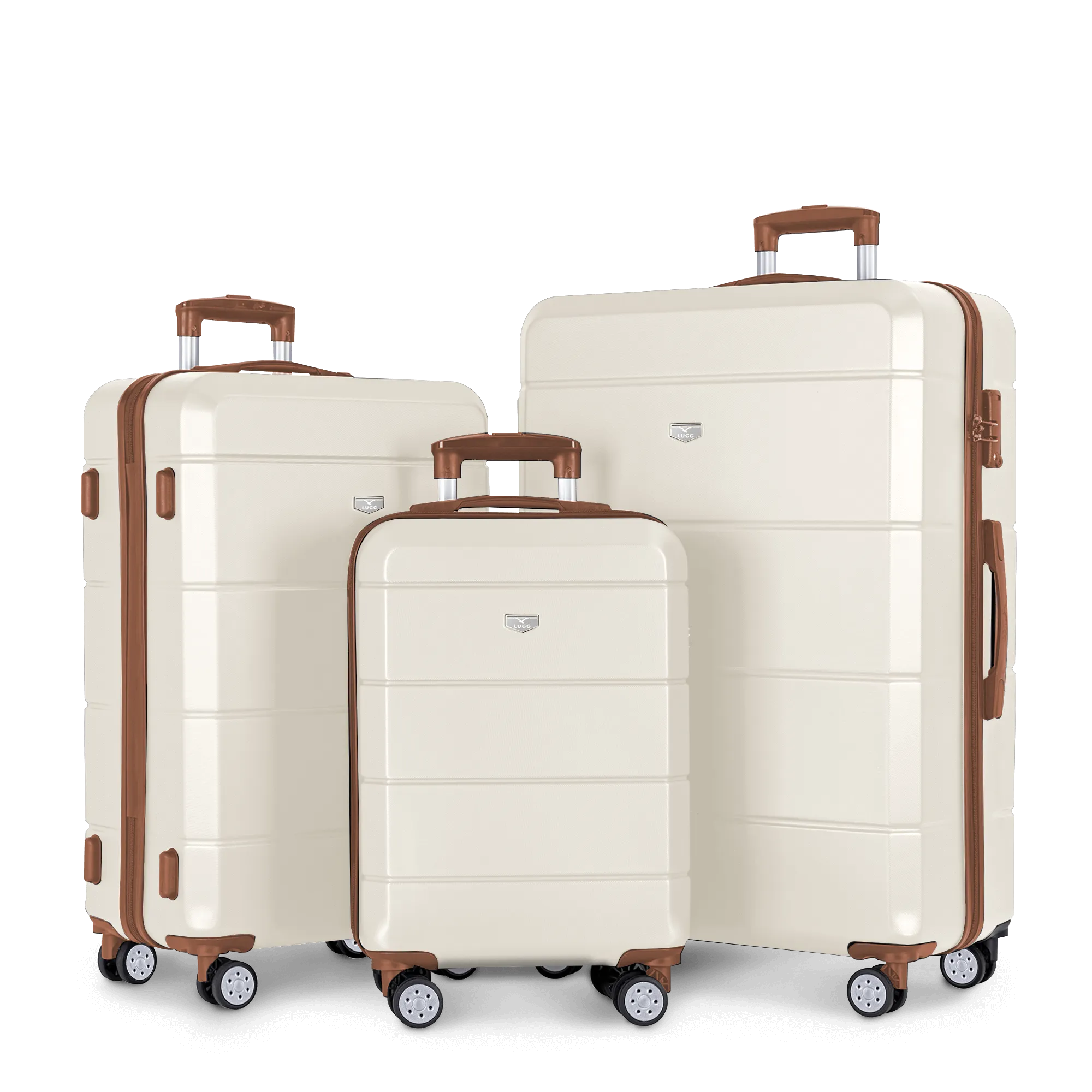 Jetset 3pc Suitcase Set in Cream & Brown