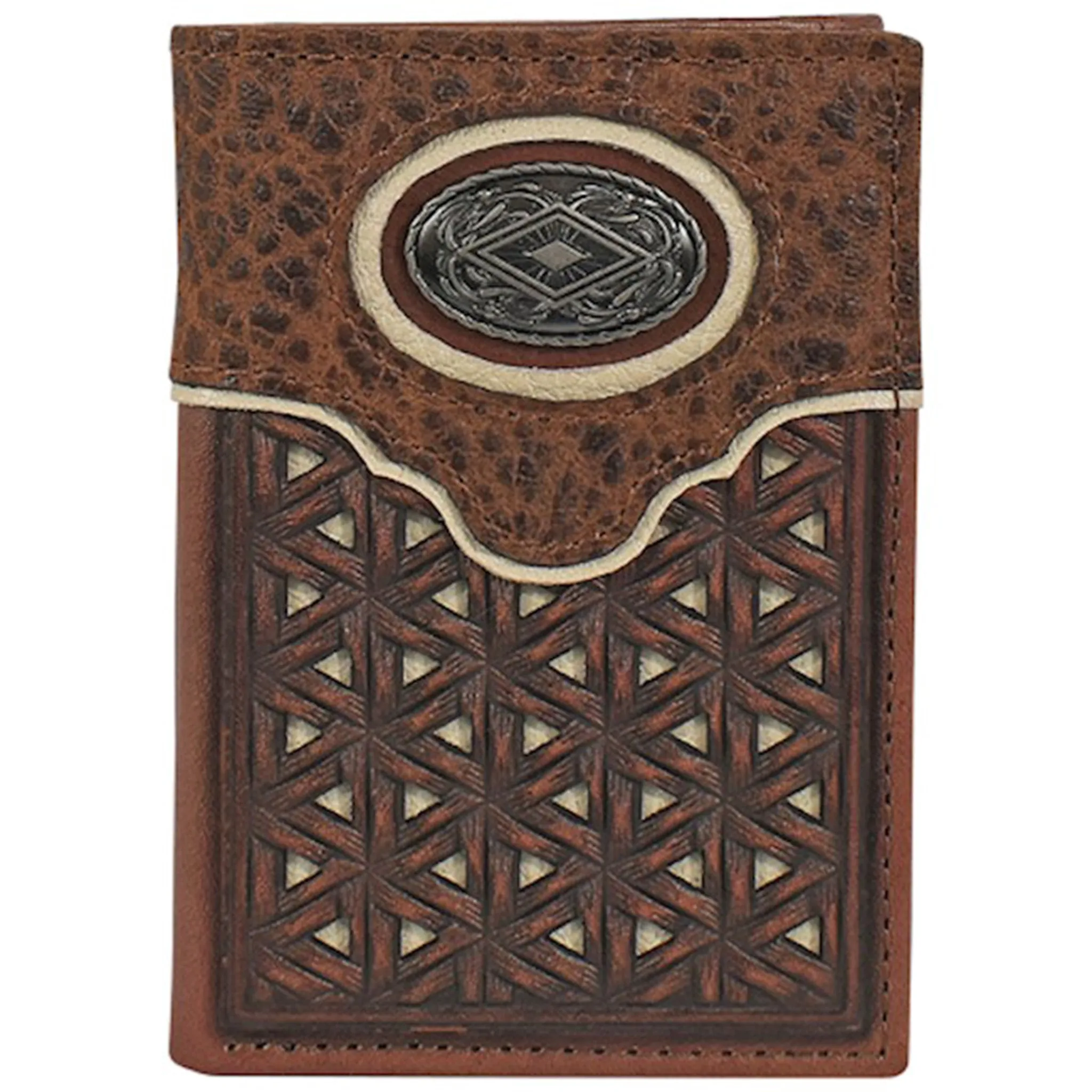 Justin Men's Tooled Trifold Wallet