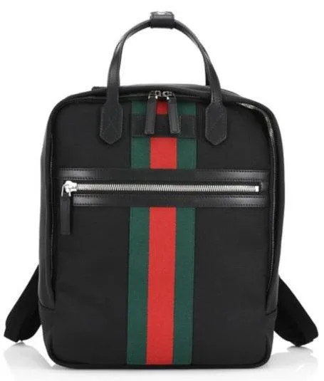 Leather Trim Square Backpack