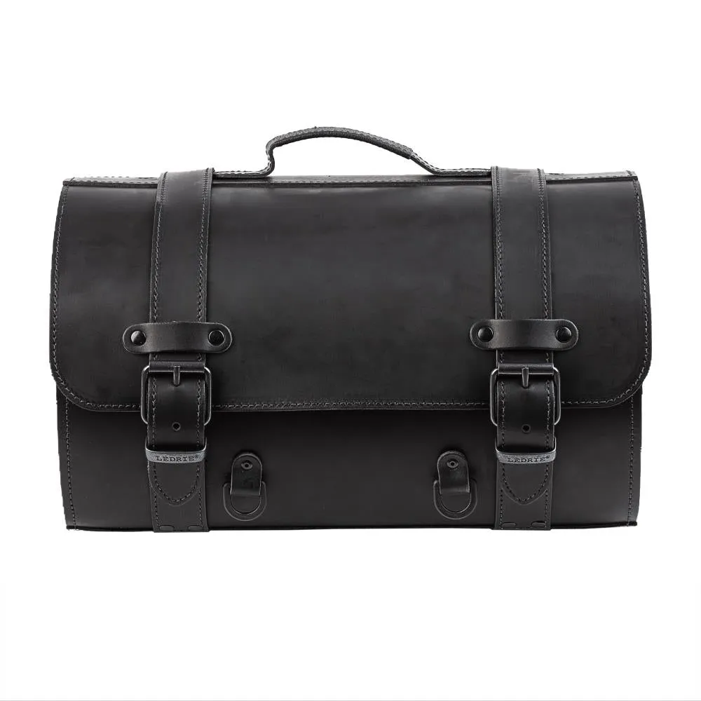 Ledrie HLMOT2-1002 Motorcycle Suitcase 32 Litres Real Leather - Medium Black