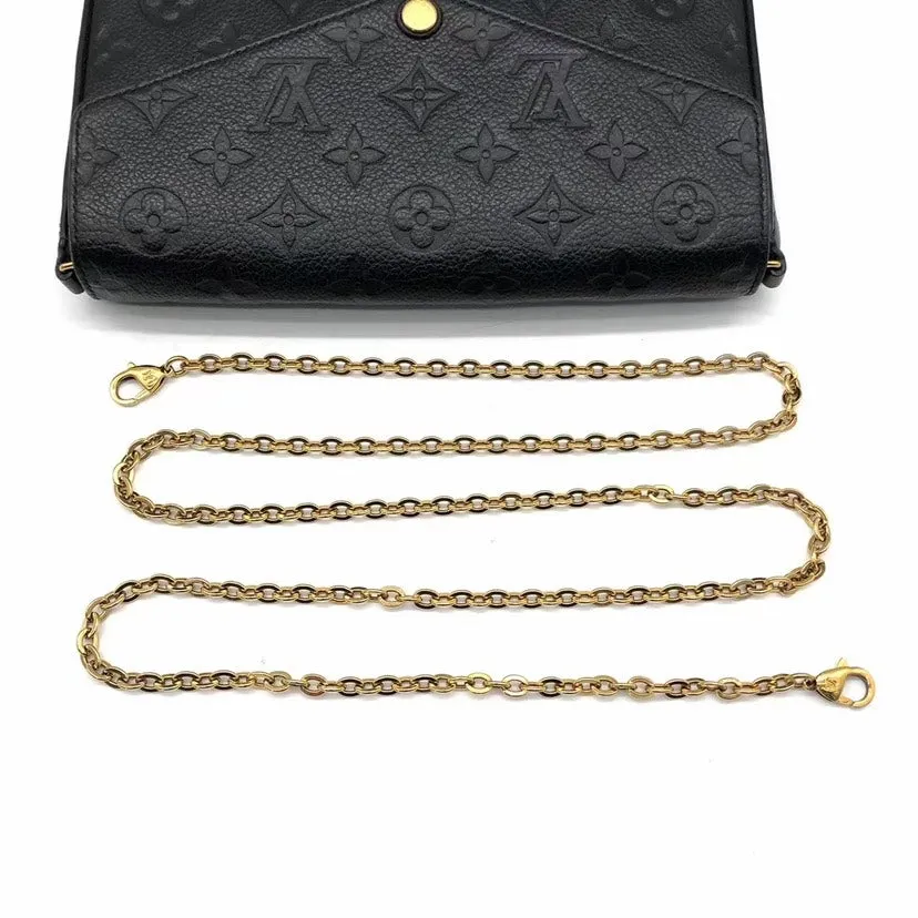 Louis Vuitton Pochette Felicie Black Leather Crossbody Wallet Chain Strap