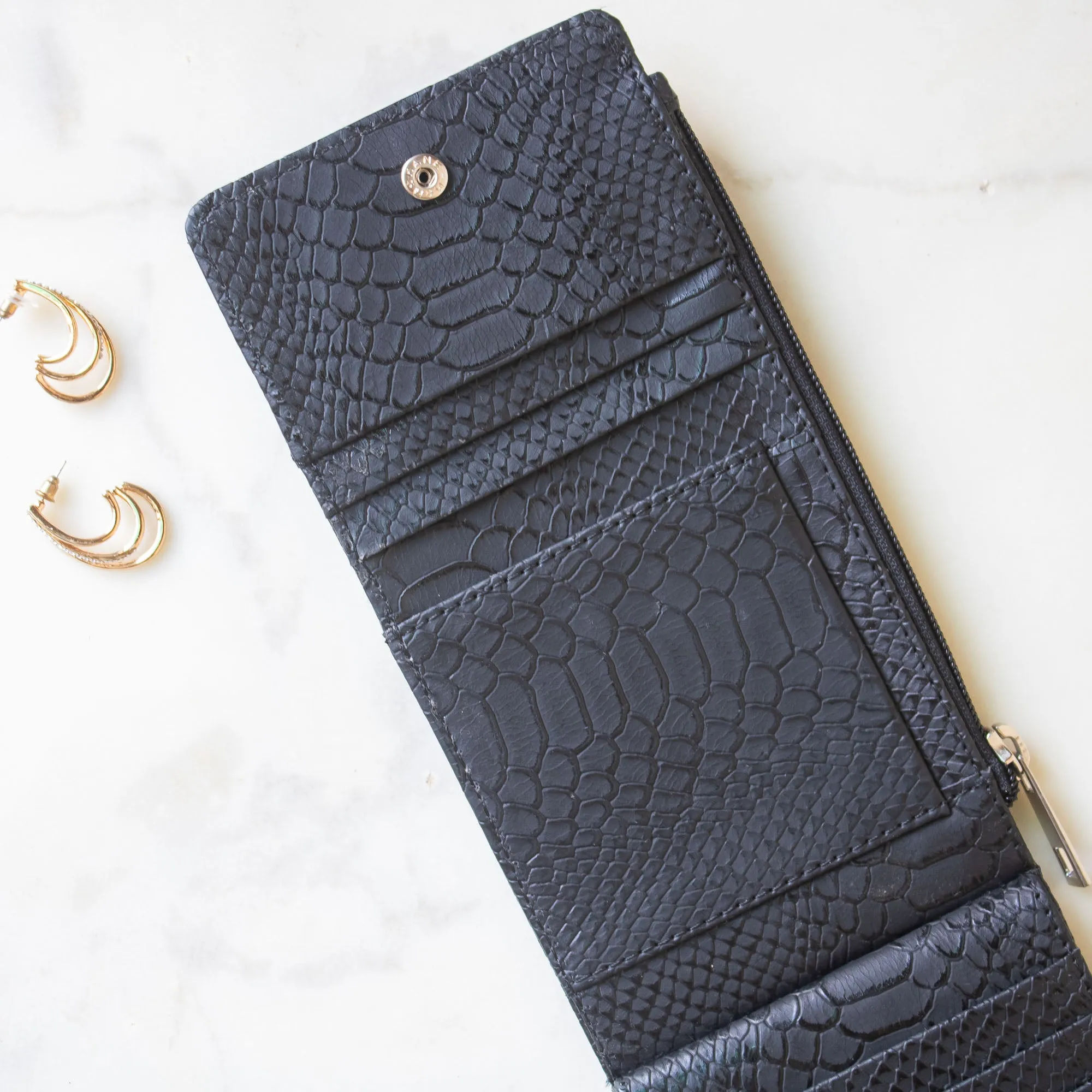 Marshal Wallet for Women (Black Croc)