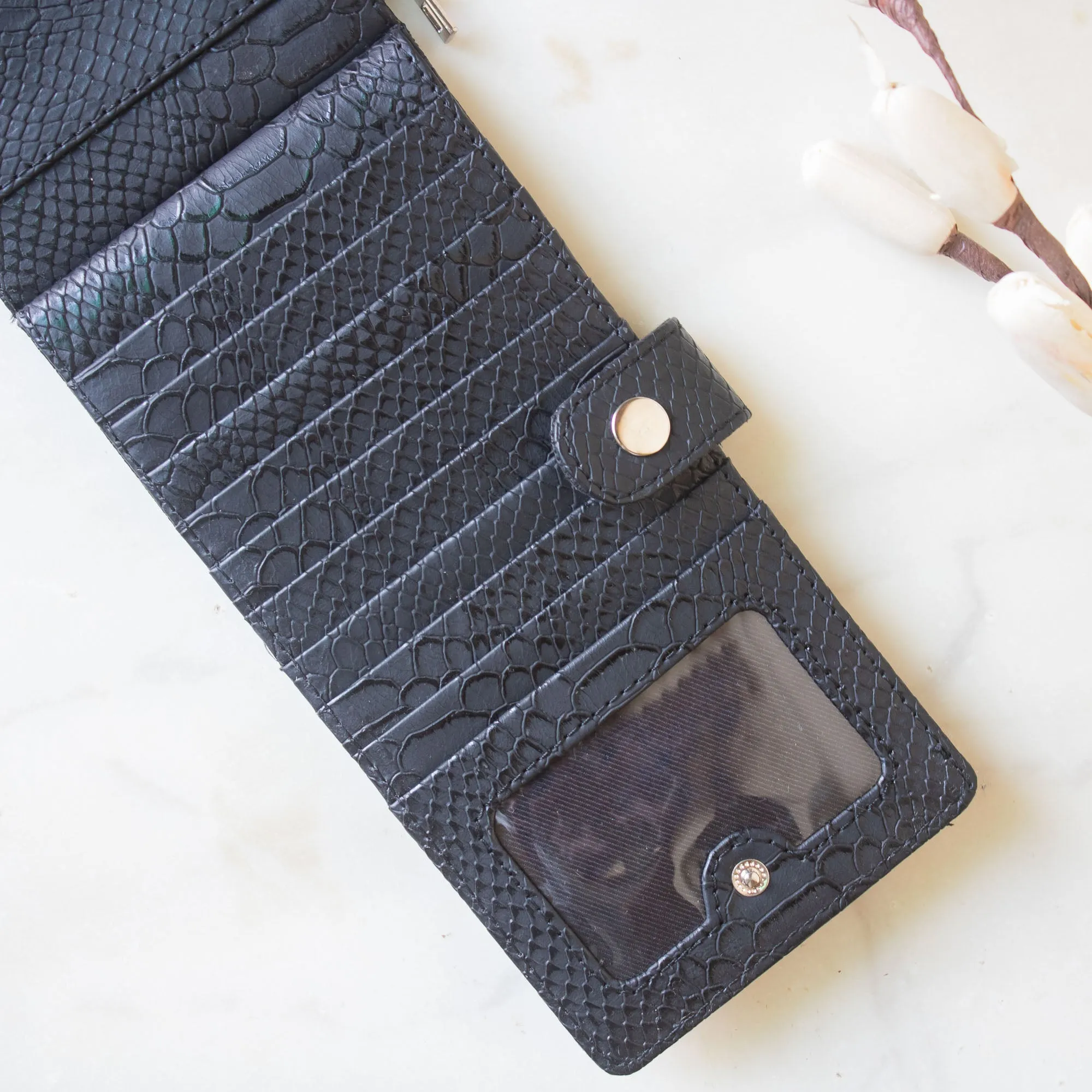 Marshal Wallet for Women (Black Croc)