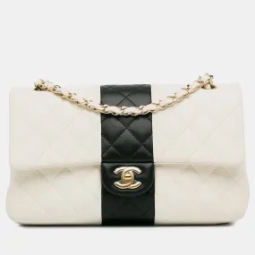 Medium Bi-Stripe Classic Lambskin Double Flap