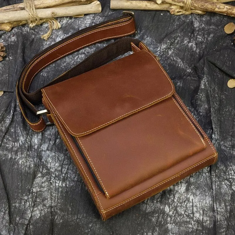 Mens Leather Bags Crossbody Shoulder Messenger Bags