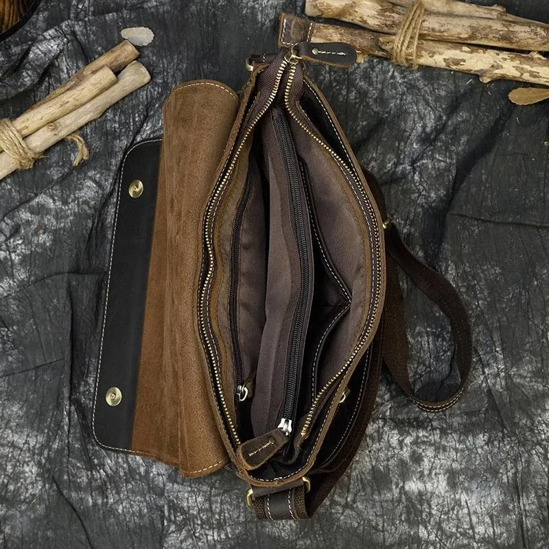 Mens Leather Bags Crossbody Shoulder Messenger Bags