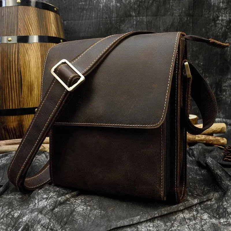 Mens Leather Bags Crossbody Shoulder Messenger Bags