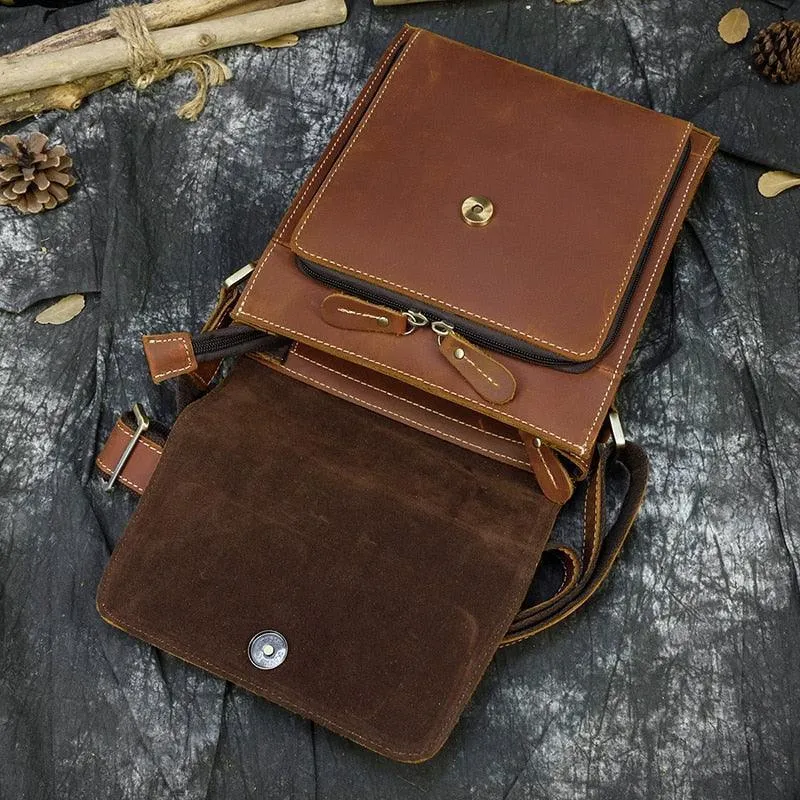 Mens Leather Bags Crossbody Shoulder Messenger Bags